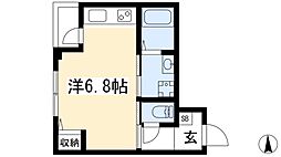 シャンテ西洞院 2階ワンルームの間取り