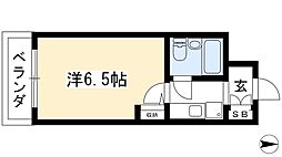 デトム・ワン御所南 2階1Kの間取り