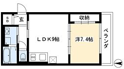 グランエミシス等持院 1LDKの間取図画像