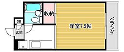 洛北館 1Kの間取図画像