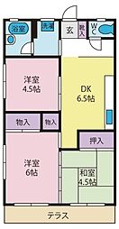 大久保アパート 3DKの間取図画像