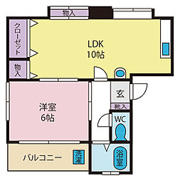 コーポ青沼 1LDKの間取図画像