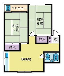 コーポ花形 2DKの間取図画像