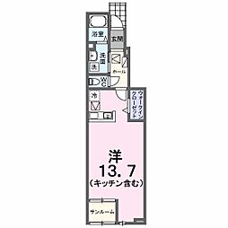 ソラーナ 1階ワンルームの間取り
