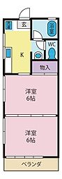 ハイツサクラ 2階2Kの間取り