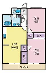 レジデンスひろ 2LDKの間取図画像