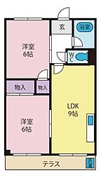 ハイツ.コシイシ.2 2LDKの間取図画像