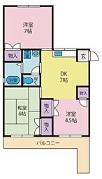 ラ・ファミーユ 3DKの間取図画像