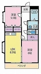 ラインハイト 2LDKの間取図画像