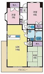 ウイング甲府中央 3LDKの間取図画像