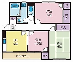 ヴィラ萩原 3Kの間取図画像