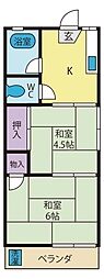 住吉グリーンハイツ 2Kの間取図画像