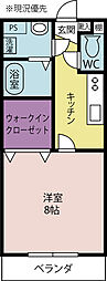 北杜ガーデン 1Kの間取図画像