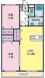 ファミーユコミヤマ 2LDKの間取図画像