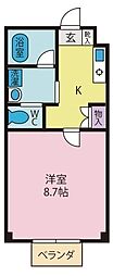 クレストサイト 1Kの間取図画像