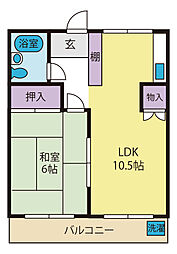 ハイム中沢 1LDKの間取図画像