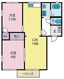 フレグランスサンスイB 3DKの間取図画像