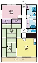 ガーベラマンション山梨 3LDKの間取図画像