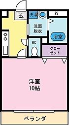 メゾンヴェルデュール2 1Kの間取図画像