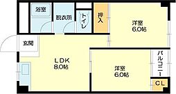 山手ビルマンション 2LDKの間取図画像