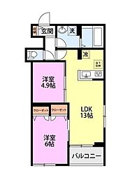 (仮称)日野市百草AP 2LDKの間取図画像