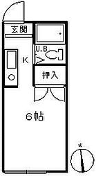メゾングリーン 1階ワンルームの間取り