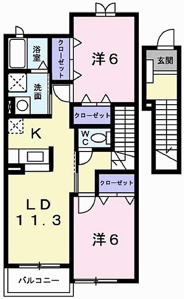 シンヴィオシスＤ棟 202｜兵庫県加東市木梨(賃貸アパート2LDK・2階・58.48㎡)の写真 その2