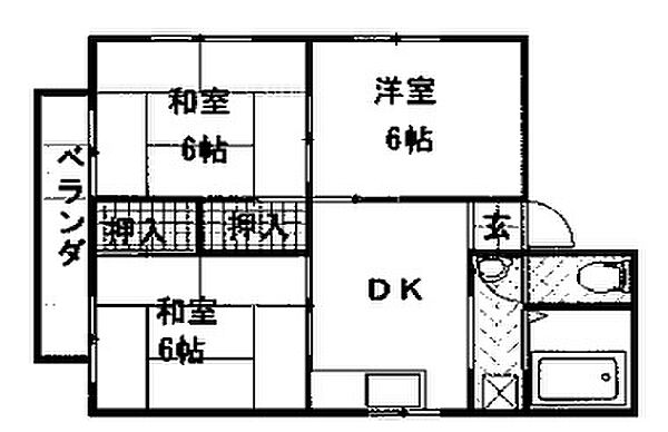 西町コーポラス 102｜兵庫県明石市西明石西町2丁目(賃貸マンション3DK・1階・50.80㎡)の写真 その2