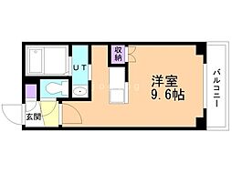 JR函館本線 桑園駅 徒歩18分の賃貸マンション 4階ワンルームの間取り