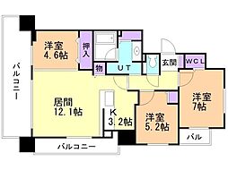 札幌市営東西線 円山公園駅 徒歩3分の賃貸マンション 8階3LDKの間取り