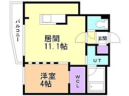 札幌市営東西線 円山公園駅 徒歩11分の賃貸マンション 5階1LDKの間取り