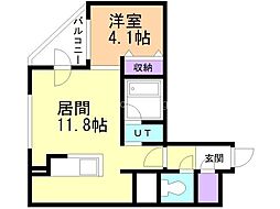 札幌市営東西線 円山公園駅 徒歩11分の賃貸マンション 4階1LDKの間取り