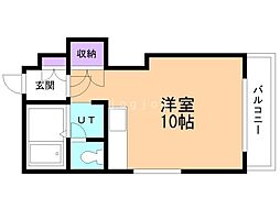 サンクレスト円山 1階ワンルームの間取り