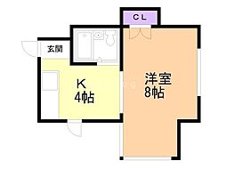 ソシエ山鼻 4階1Kの間取り