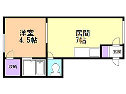 中神マンション 1DKの間取図画像