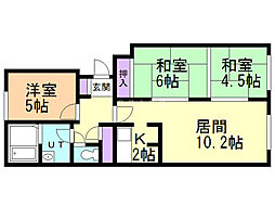 サンギャラリーハイツ山鼻 2階3LDKの間取り