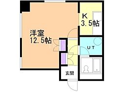 エシール南5条 8階1Kの間取り