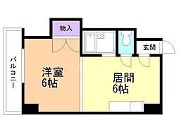 吉田ビル 9階1DKの間取り