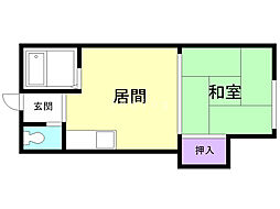 平安マンション 3階1DKの間取り