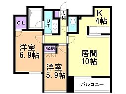 グランカーサ裏参道 2LDKの間取図画像