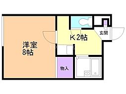 レオパレス南10条 1Kの間取図画像