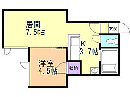 キラメック円山東2 1LDKの間取図画像