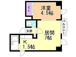 アーバンコート8−9 5階1LDKの間取り
