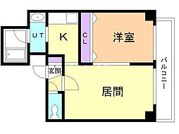 ＩＳグランデ札幌 5階1LDKの間取り