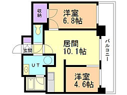 クレジデンス札幌・南4条 5階2LDKの間取り