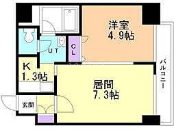 ＫＧコート 3階1LDKの間取り
