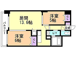 モデナ山鼻 4階2LDKの間取り