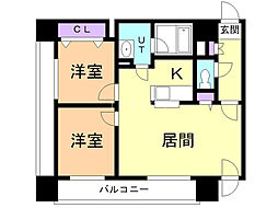 レジディア札幌駅前 3階2LDKの間取り