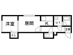 フォーレスト円山北 2階1LDKの間取り