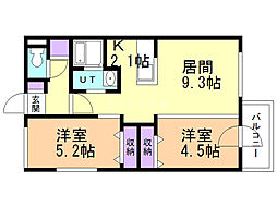 ＲＡＦＦＩＮＡＴＯ（ラフィナート） 2階2LDKの間取り